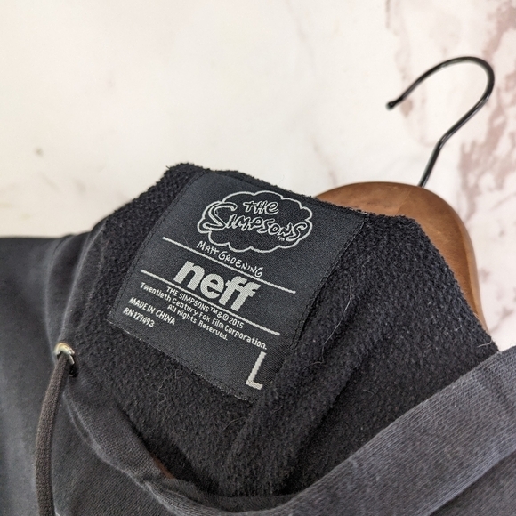 Neff Bart Simpson Hoodie Mens Large Black Skate Graphic Pullover Sweatshirt - Picture 3 of 11